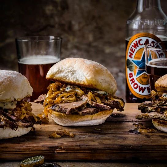 Brisket Sandwiches with Beer Onions & Blue Cheese Recipe