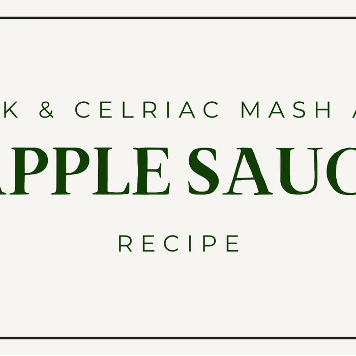 Leek and celeriac mash with Bramley apple sauce served alongside gammon