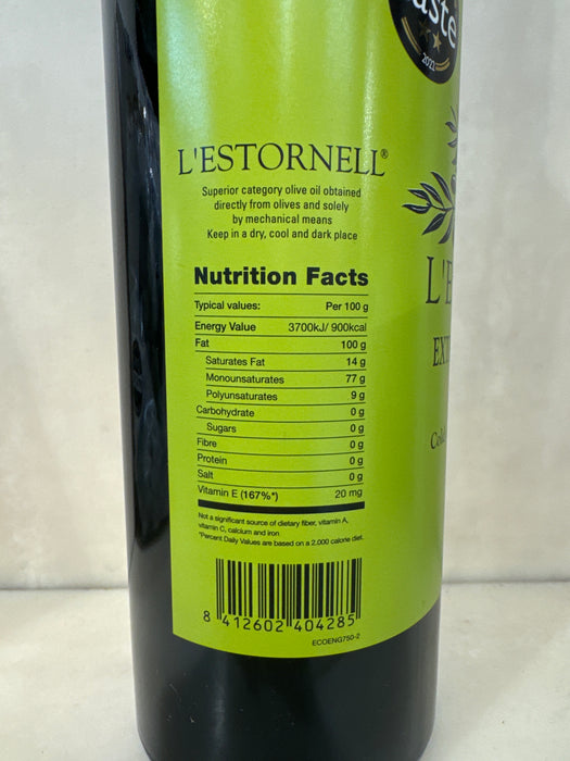 L'Estornell Organic Extra Virgin Olive Oil 750ml