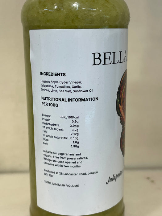 Bella Pepper Jalapeno x Tomatillo Hot Sauce 150ml