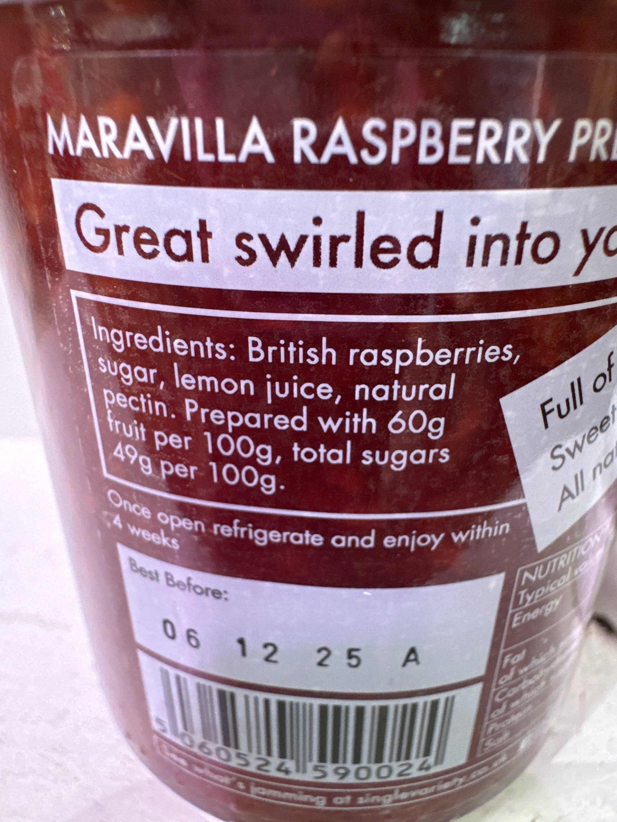 Single Variety Maravilla Raspberry Preserve 225g — Lidgates Butchers