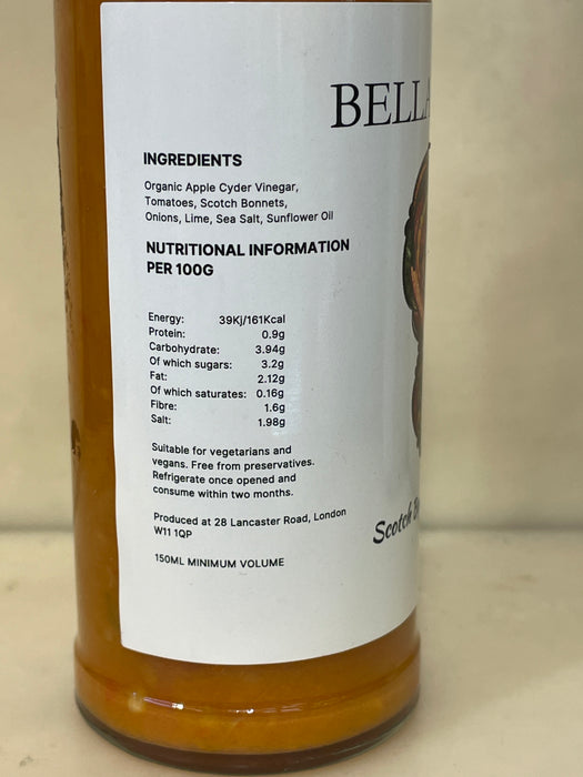 Bella Pepper Scotch Bonnet Hot Sauce 150ml