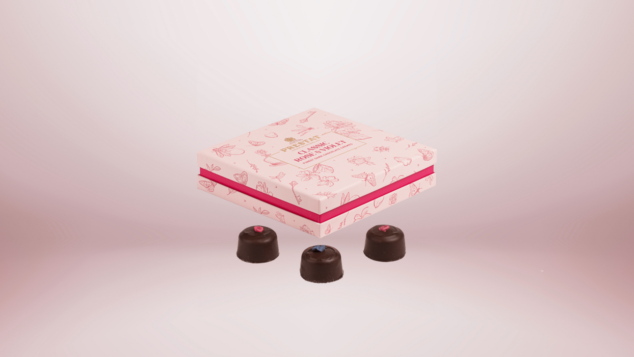 Prestat Rose & Violet Chocolate Cremes 135g