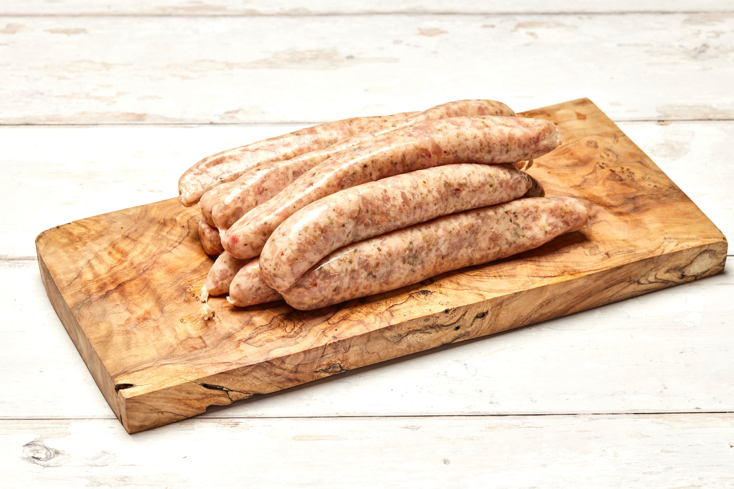Chicken, Harissa & Marjoram Sausages 500g Lidgates Butchers, London